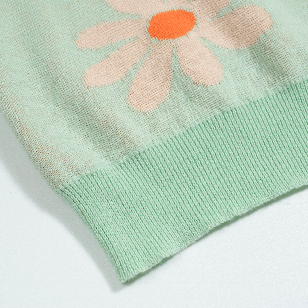 Polo vintage en tricot à col V pour hommes, fleurs vertes