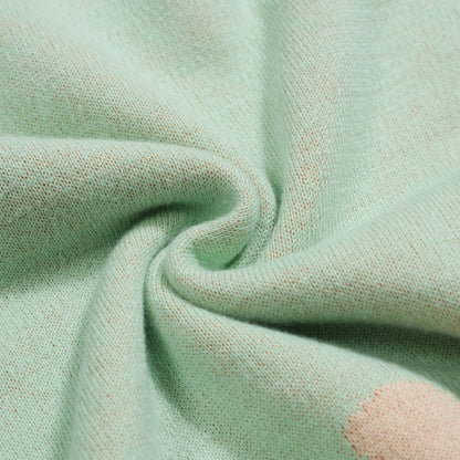 Polo vintage en tricot à col V pour hommes, fleurs vertes