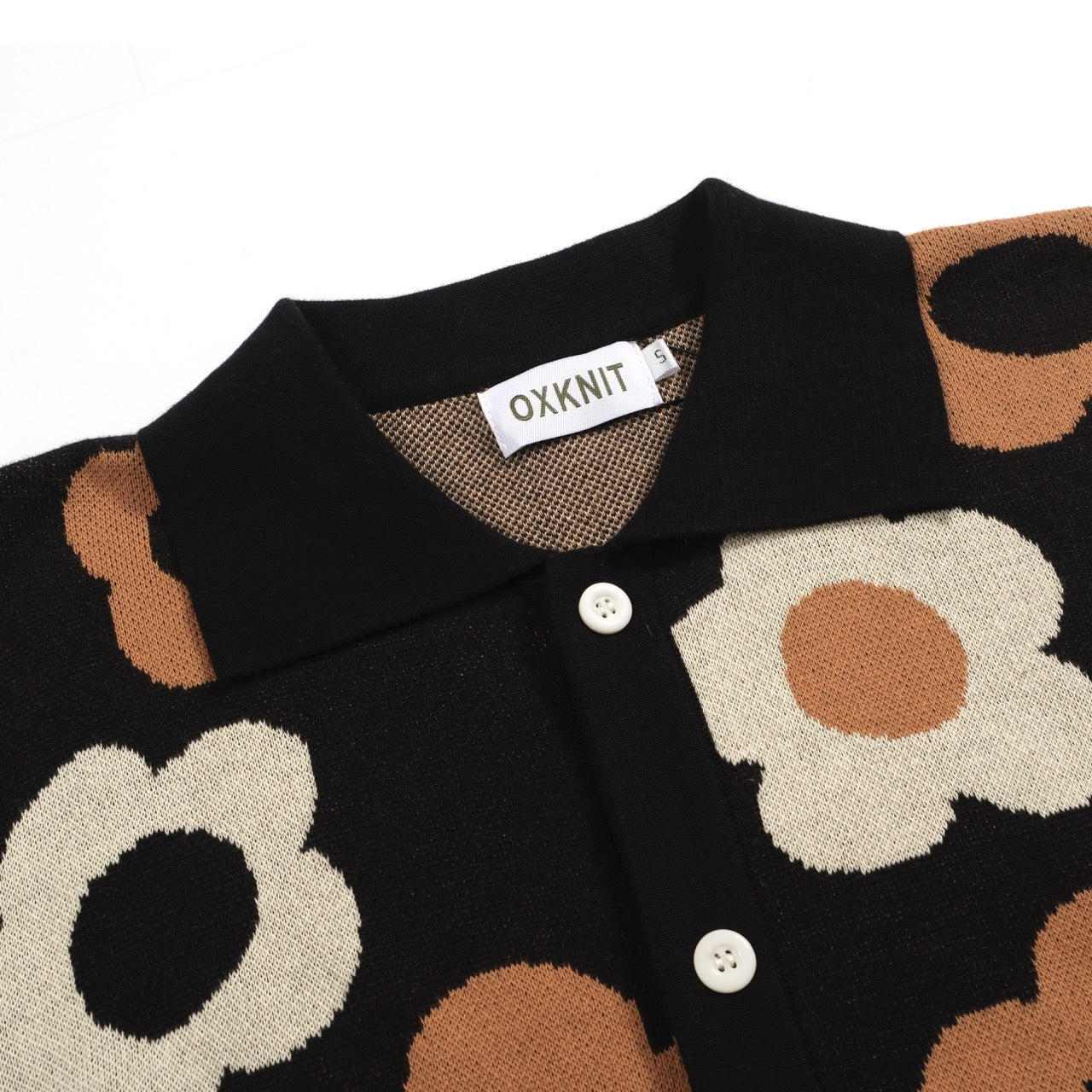 Cardigan vintage floral jacquard noir pour homme