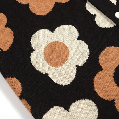 Cardigan vintage floral jacquard noir pour homme