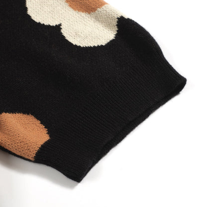 Cardigan vintage floral jacquard noir pour homme