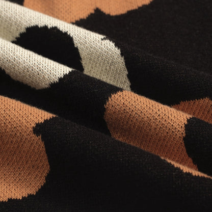 Cardigan vintage floral jacquard noir pour homme