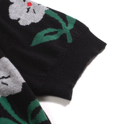 Cardigan vintage floral noir pour homme