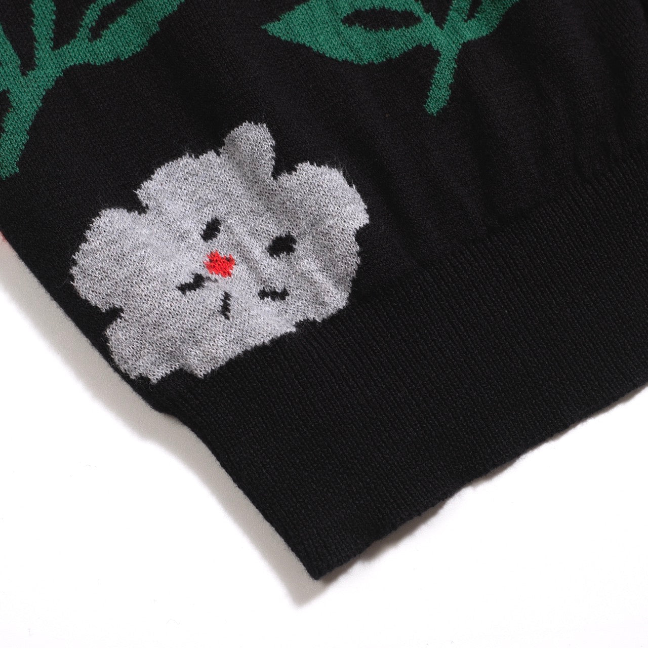 Cardigan vintage floral noir pour homme