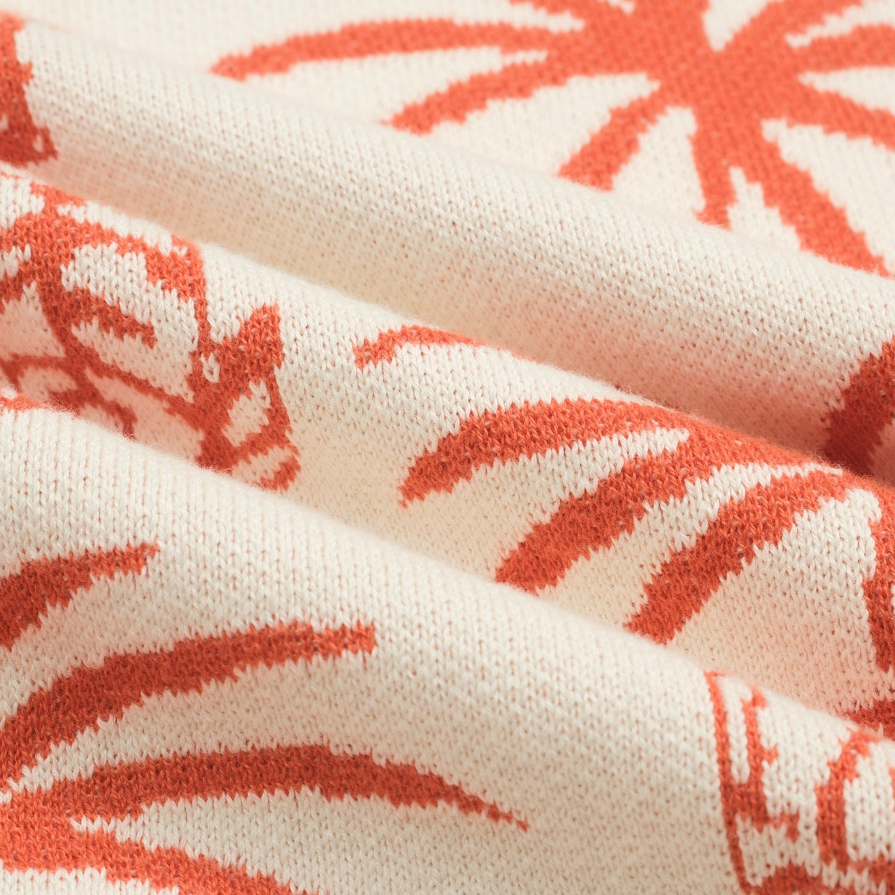 Polo en maille jacquard V en coton blanc pour homme avec motif de palmier et tigre