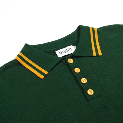 Polo vintage en jacquard vert pour homme