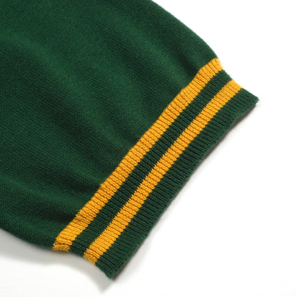 Polo vintage en jacquard vert pour homme