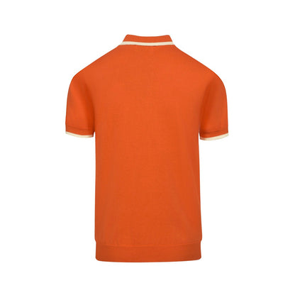Polo en tricot vintage jacquard orange pour homme