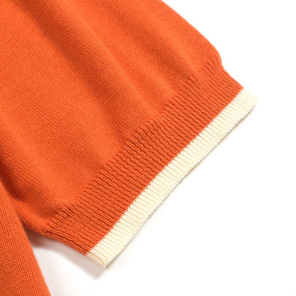 Polo en tricot vintage jacquard orange pour homme
