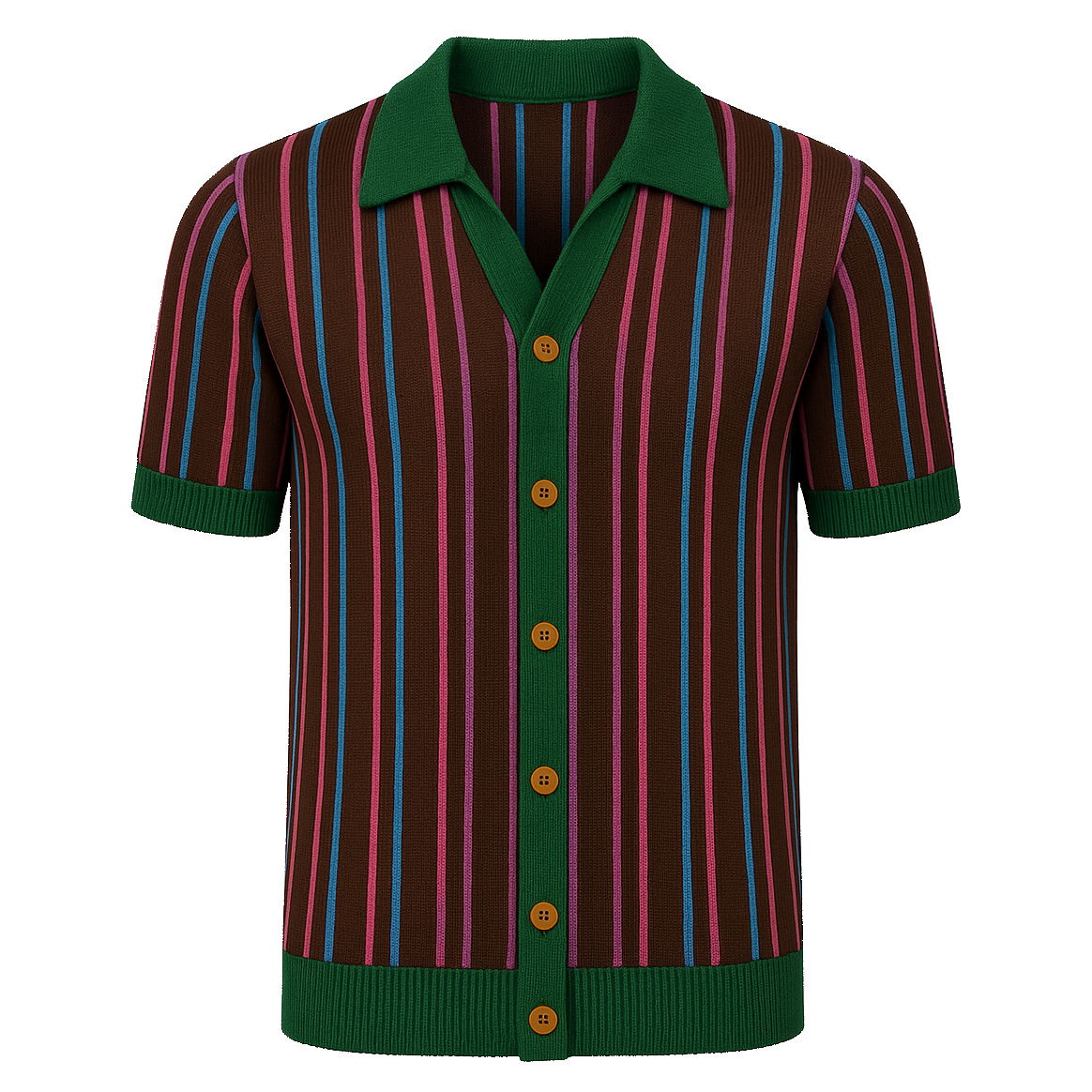 Cardigan jacquard multicolore rayé vert pour homme
