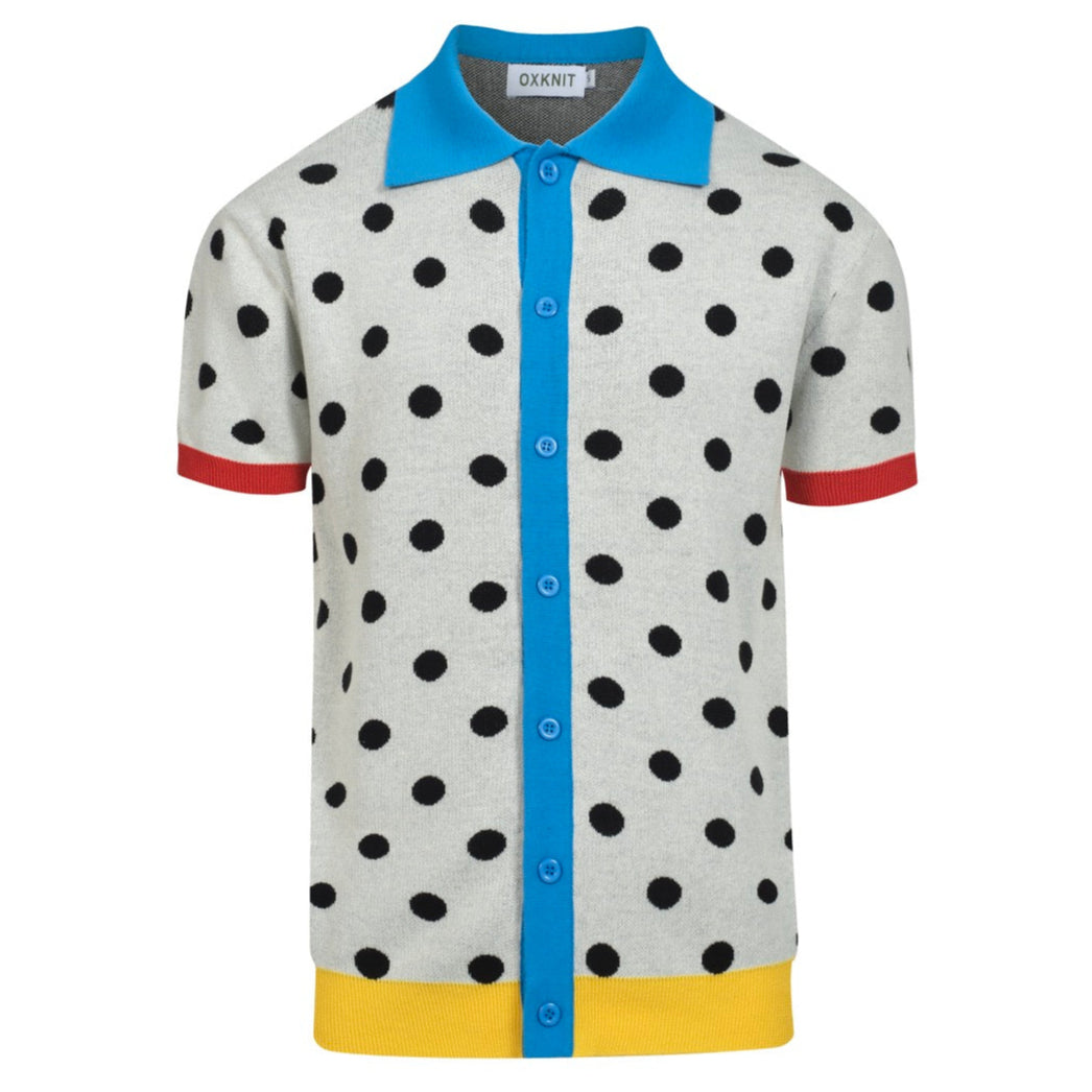 Cardigan vintage en tricot à pois contrastés pour hommes