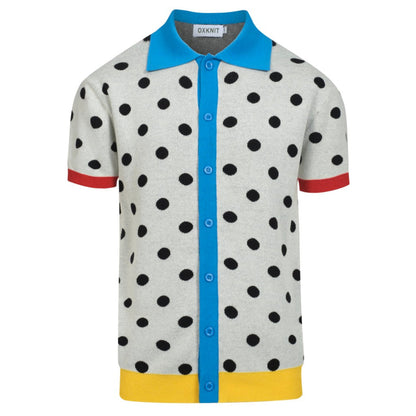 Cardigan vintage en tricot à pois contrastés pour hommes