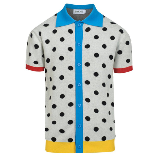 Cardigan vintage en tricot à pois contrastés pour hommes