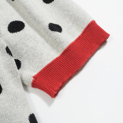 Cardigan vintage en tricot à pois contrastés pour hommes