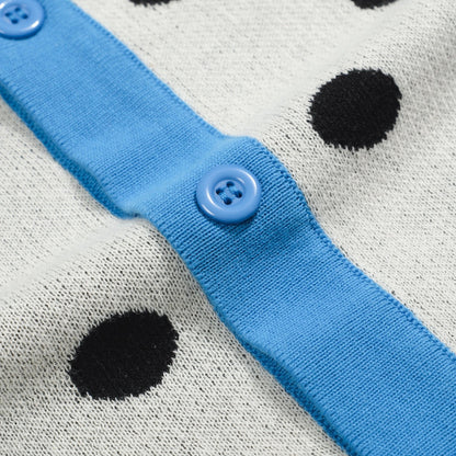 Cardigan vintage en tricot à pois contrastés pour hommes