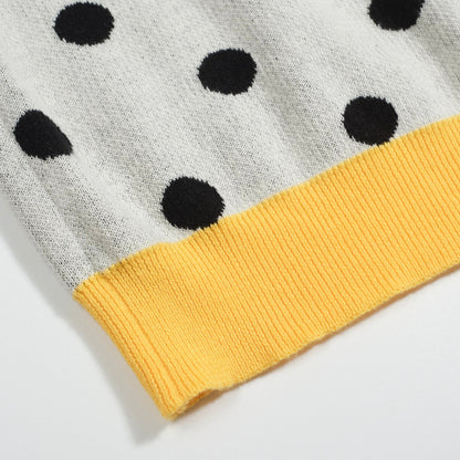 Cardigan vintage en tricot à pois contrastés pour hommes