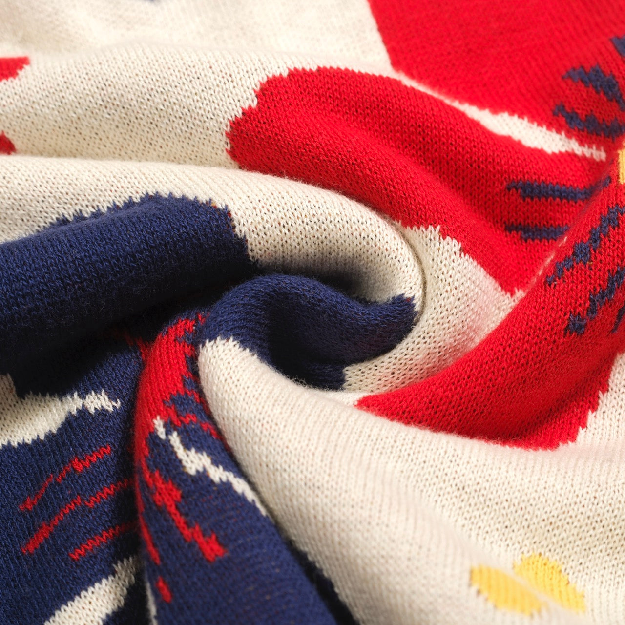 Cardigan vintage tricoté floral abricot pour hommes