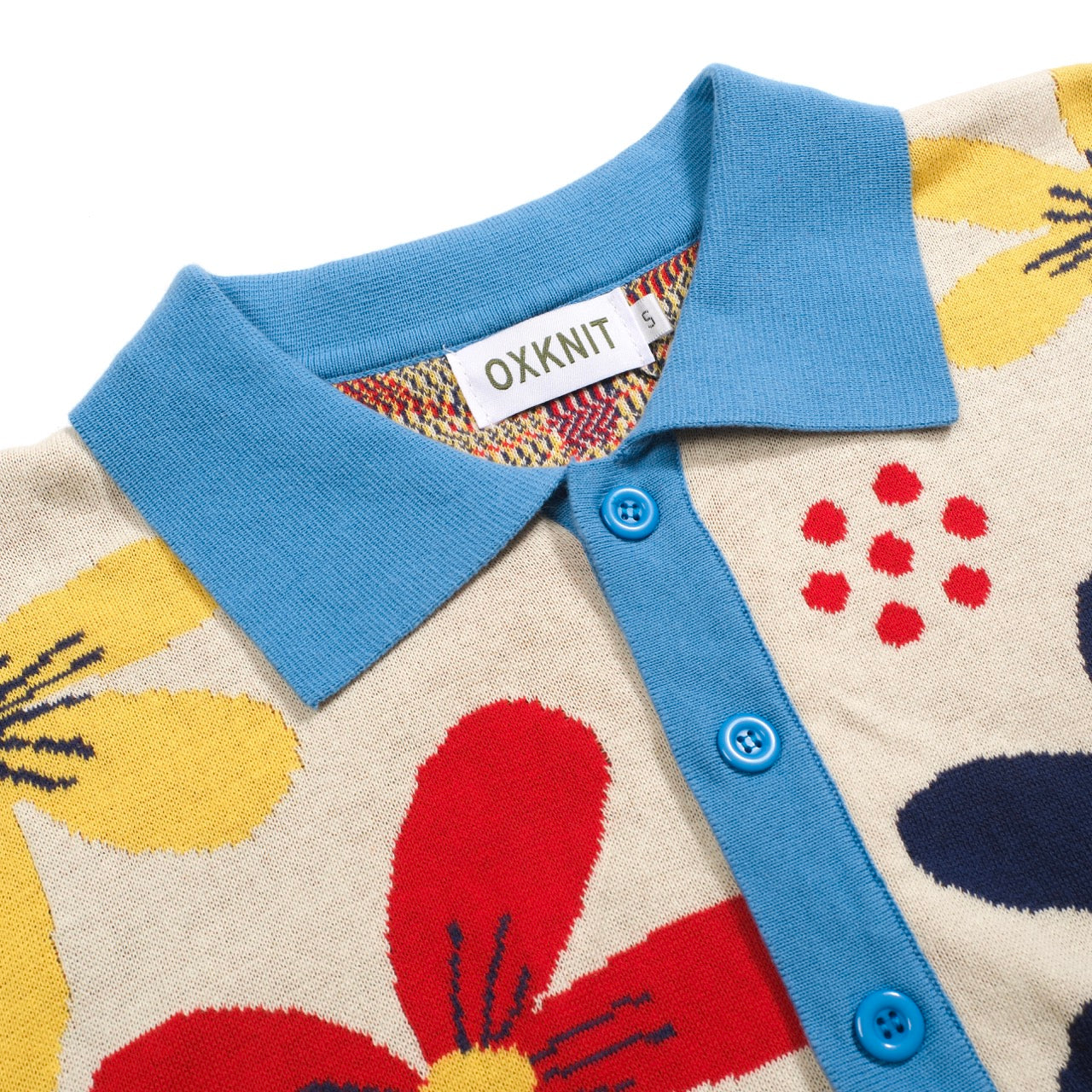 Cardigan vintage tricoté floral abricot pour hommes