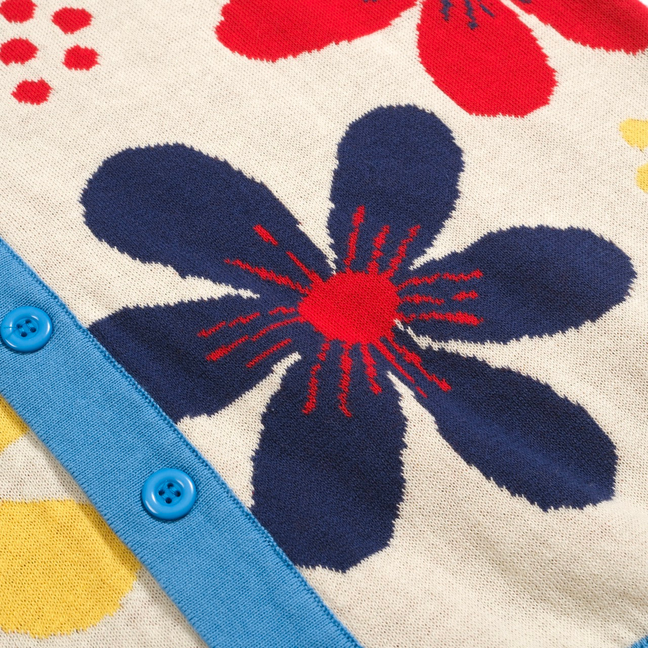 Cardigan vintage tricoté floral abricot pour hommes