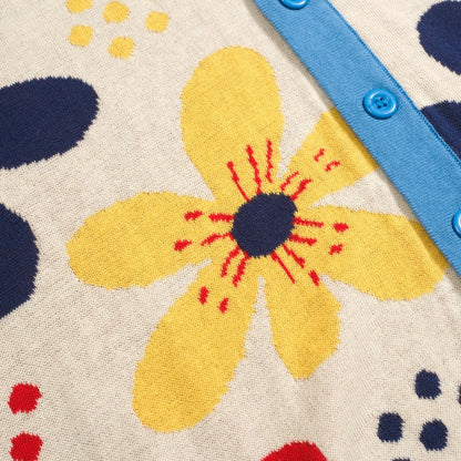 Cardigan vintage tricoté floral abricot pour hommes