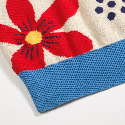 Cardigan vintage tricoté floral abricot pour hommes