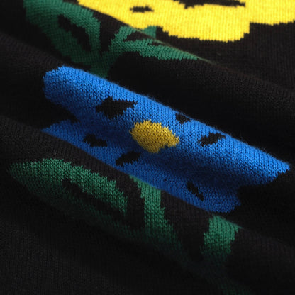 Cardigan en tricot floral vintage noir pour hommes