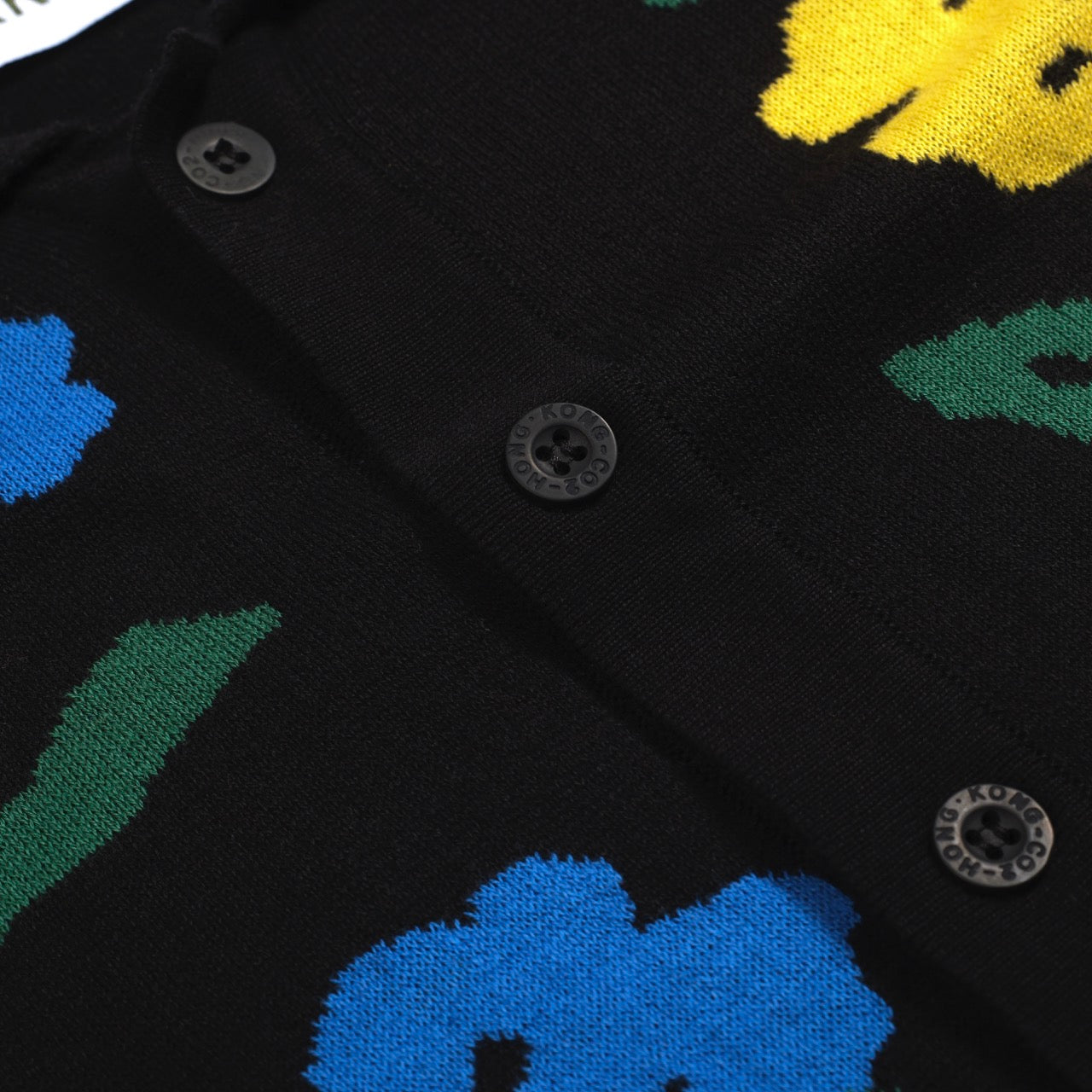 Cardigan en tricot floral vintage noir pour hommes