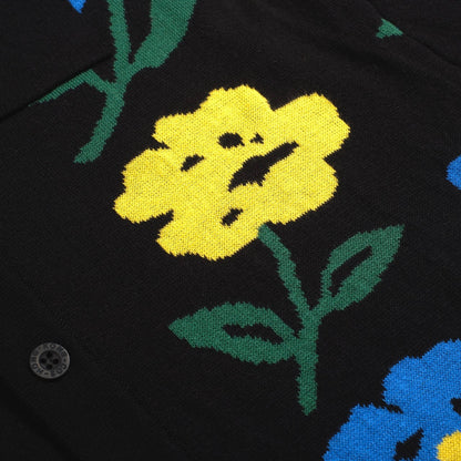 Cardigan en tricot floral vintage noir pour hommes