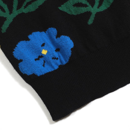 Cardigan en tricot floral vintage noir pour hommes