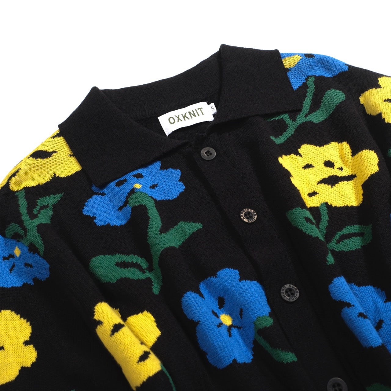 Cardigan en tricot floral vintage noir pour hommes