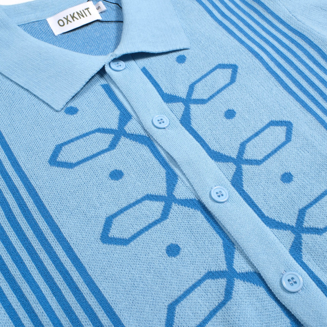 Cardigan tricoté rétro jacquard bleu pour homme