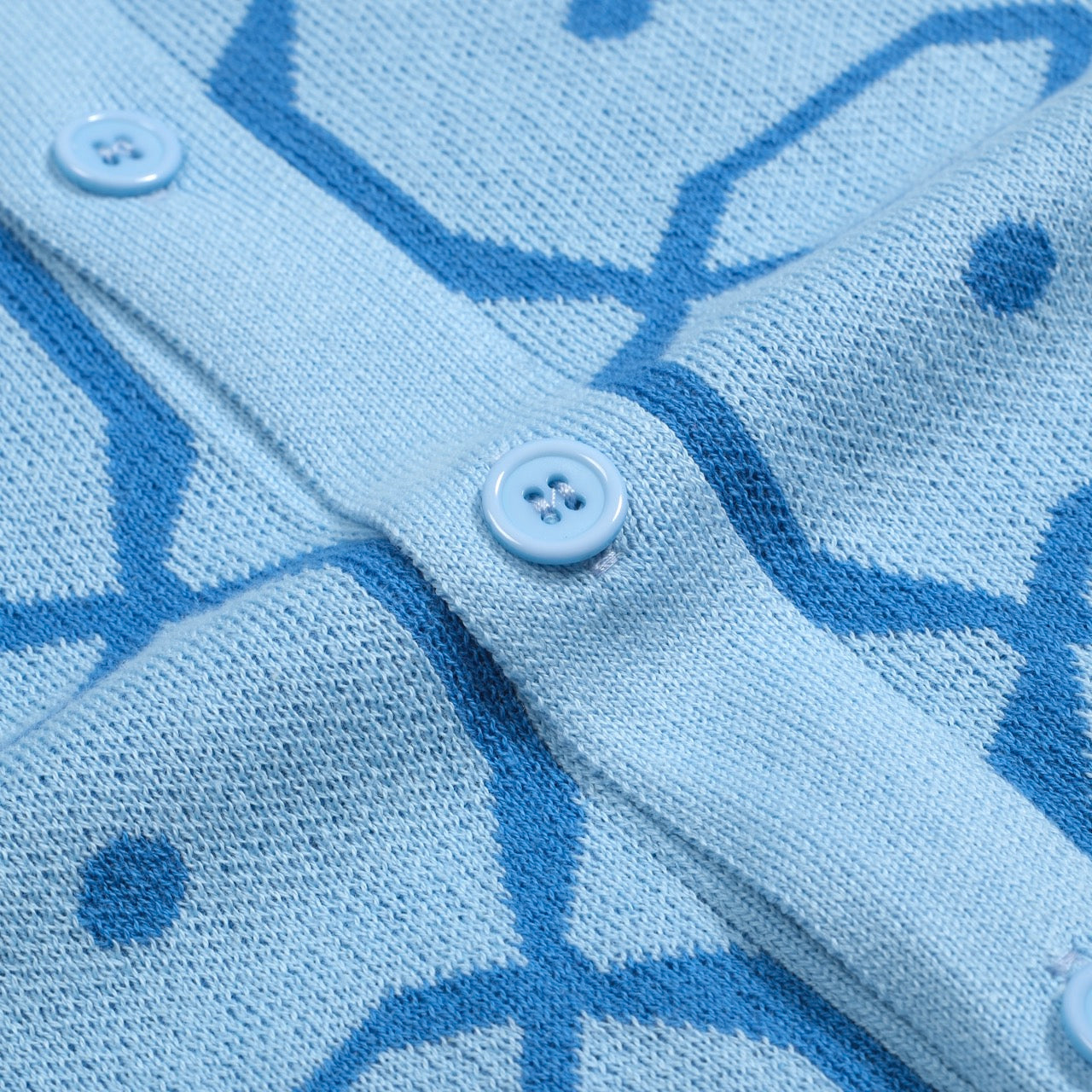 Cardigan tricoté rétro jacquard bleu pour homme