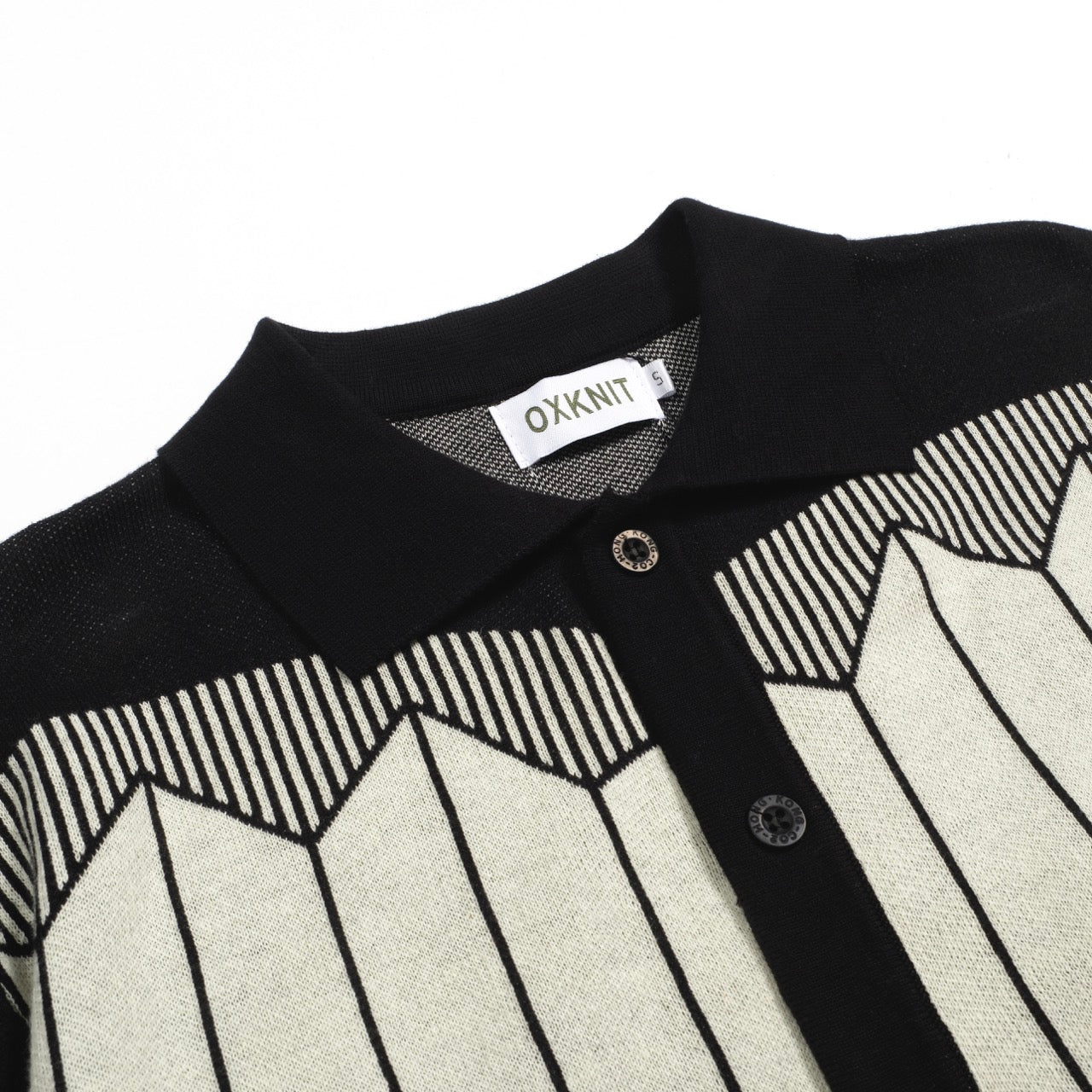 Cardigan en jacquard tricoté rétro noir pour hommes