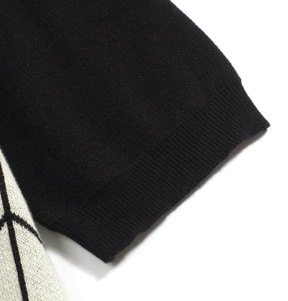 Cardigan en jacquard tricoté rétro noir pour hommes