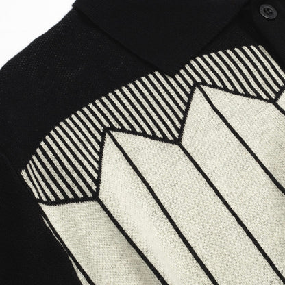 Cardigan en jacquard tricoté rétro noir pour hommes