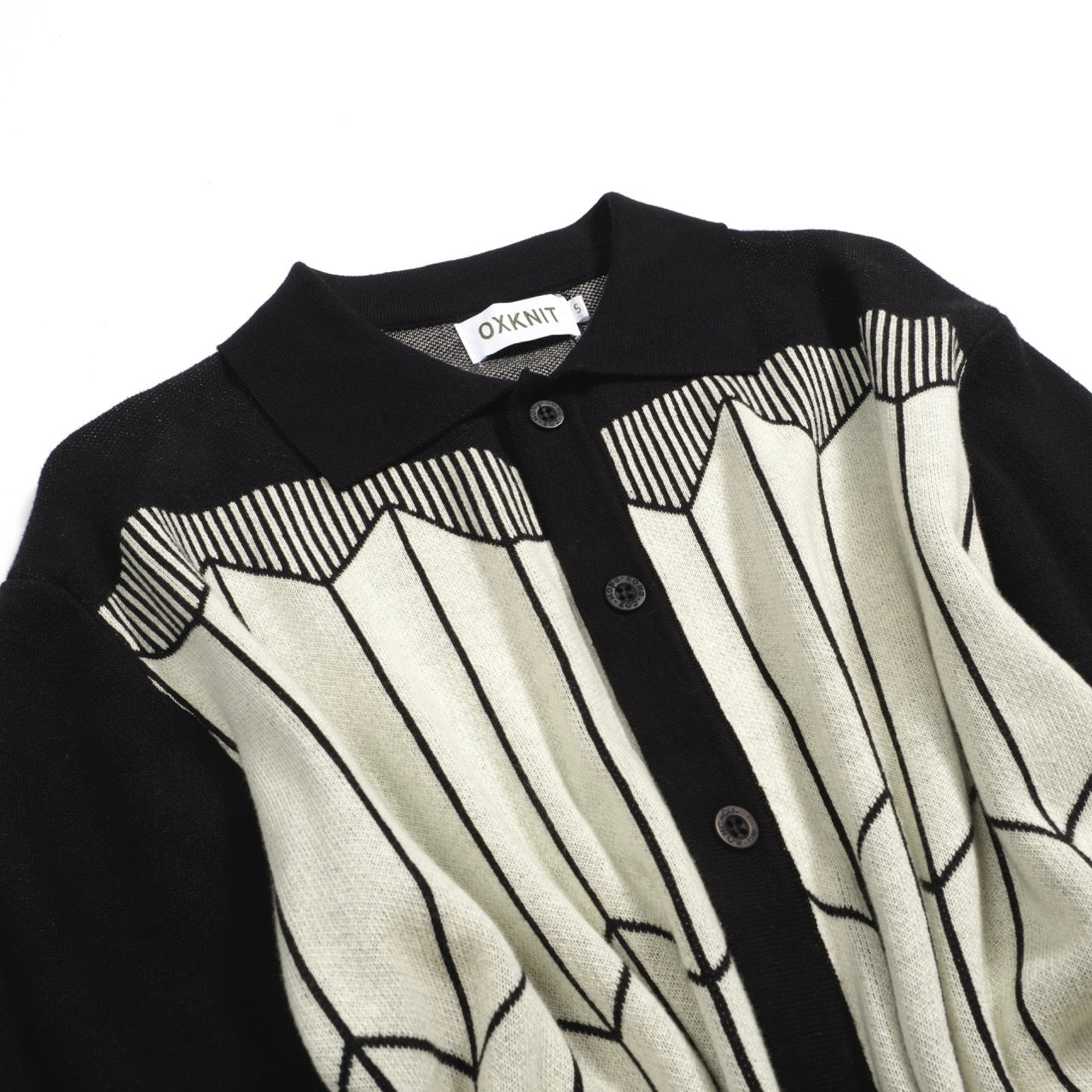 Cardigan en jacquard tricoté rétro noir pour hommes