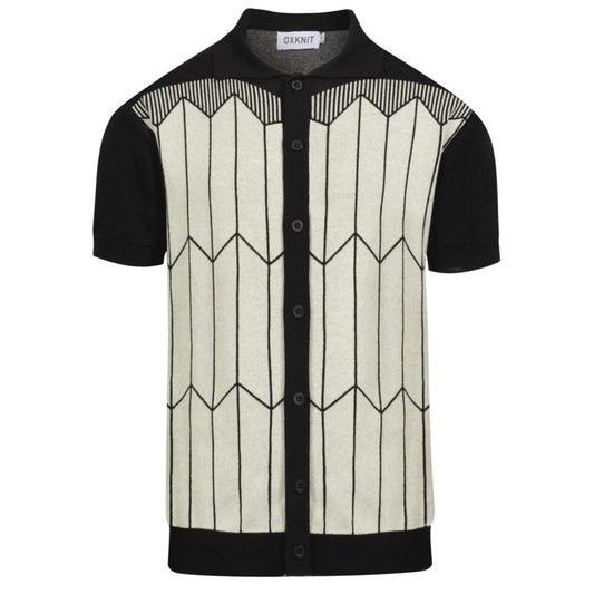 Cardigan en jacquard tricoté rétro noir pour hommes