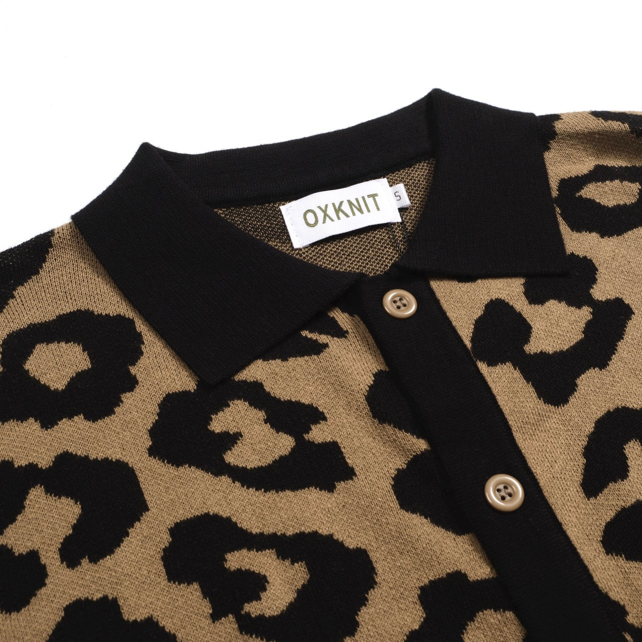 Gilet en jacquard tricoté vintage à imprimé léopard marron pour hommes