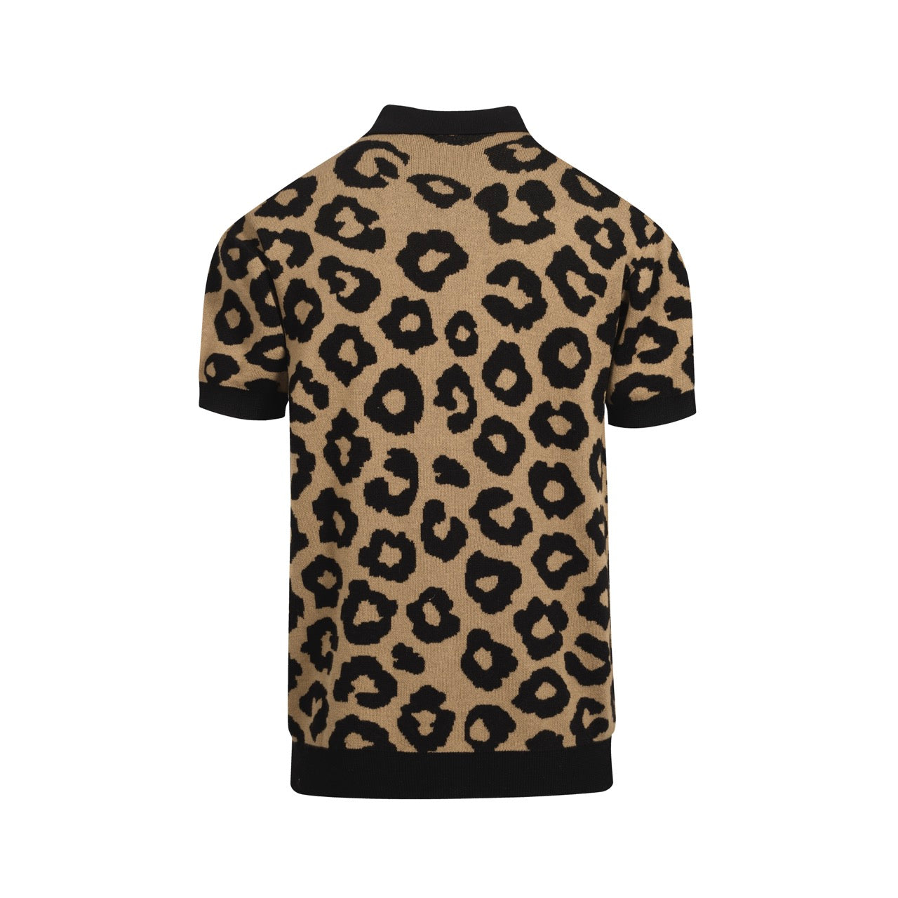 Gilet en jacquard tricoté vintage à imprimé léopard marron pour hommes