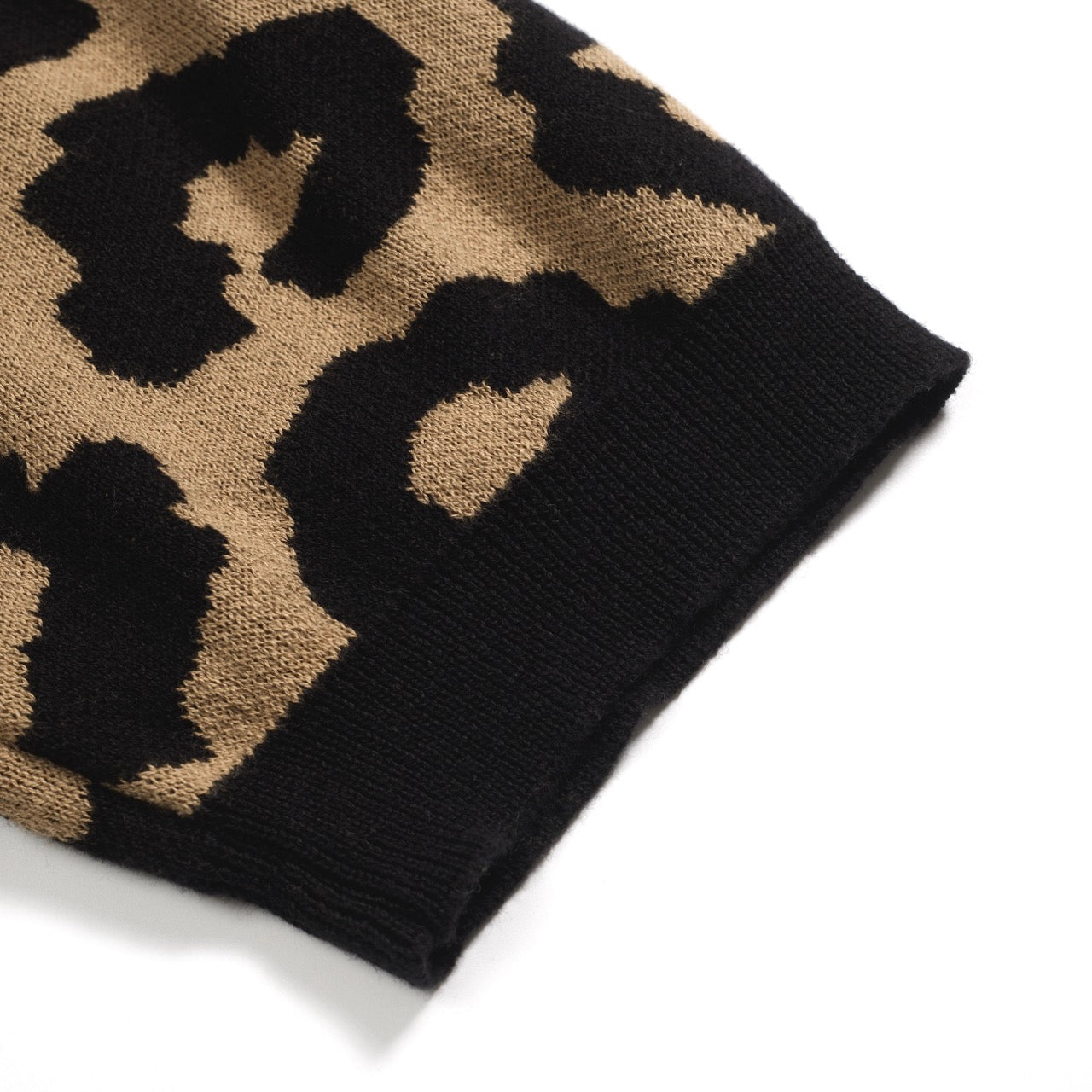 Gilet en jacquard tricoté vintage à imprimé léopard marron pour hommes