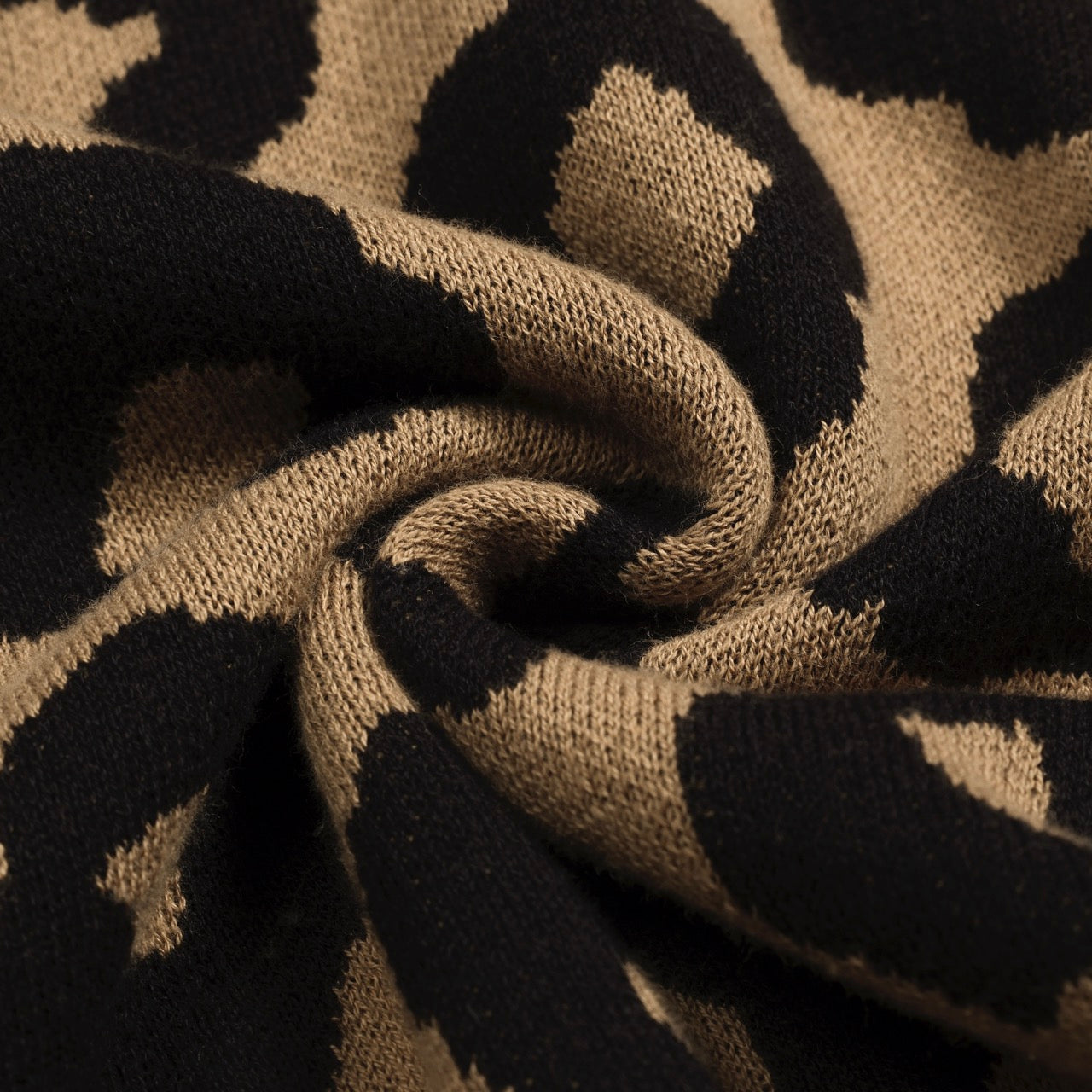 Gilet en jacquard tricoté vintage à imprimé léopard marron pour hommes