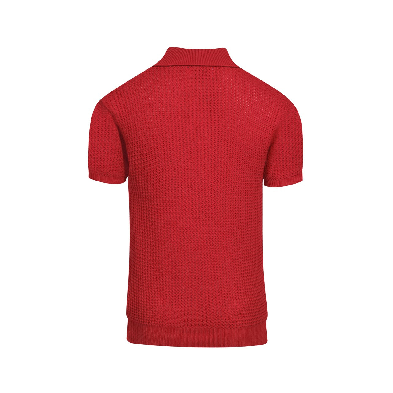 Polo tricoté décontracté rouge pour homme à col en V
