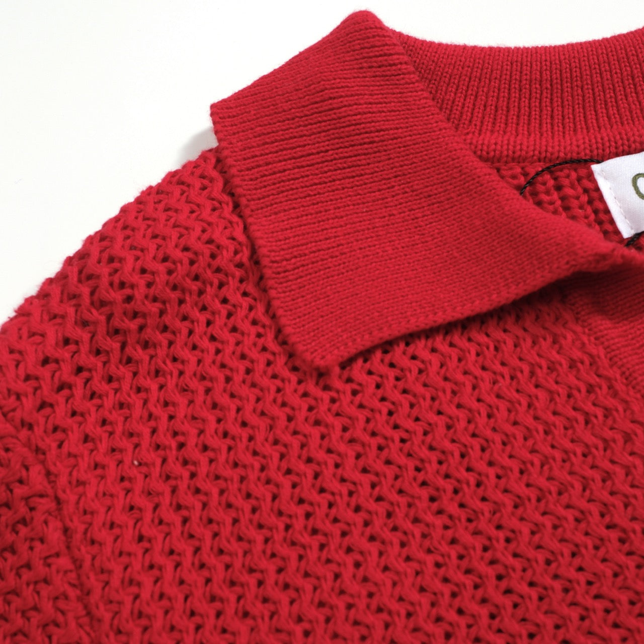 Polo tricoté décontracté rouge pour homme à col en V