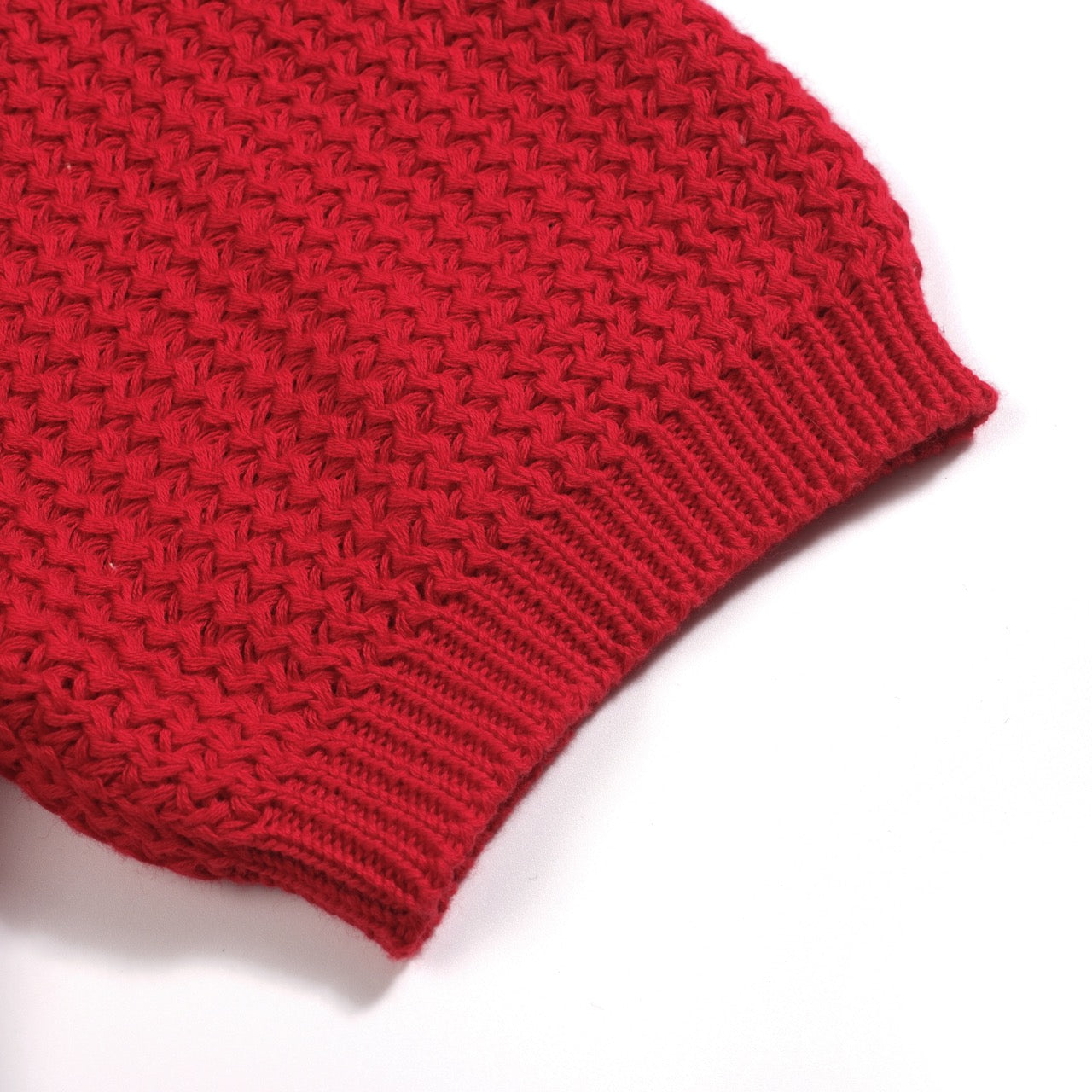 Polo tricoté décontracté rouge pour homme à col en V