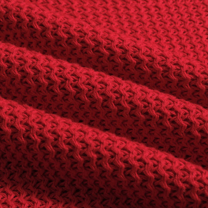 Polo tricoté décontracté rouge pour homme à col en V