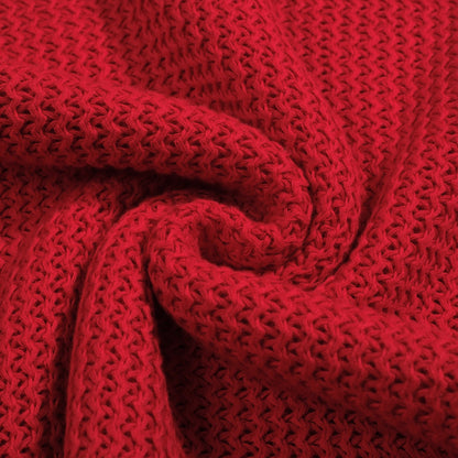 Polo tricoté décontracté rouge pour homme à col en V