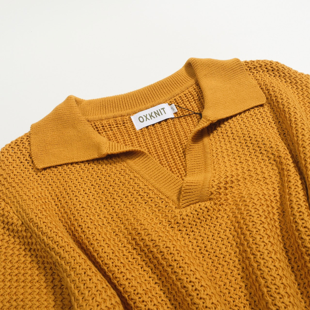 Polo tricoté décontracté à col en V kaki pour homme