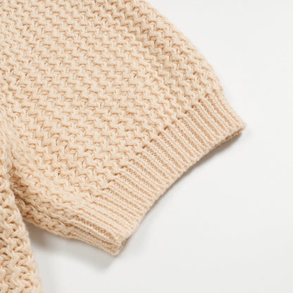 Polo tricoté décontracté à col en V pour hommes en abricot