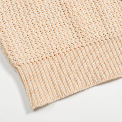 Polo tricoté décontracté à col en V pour hommes en abricot