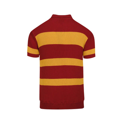 Polo tricoté vintage rouge à rayures pour hommes